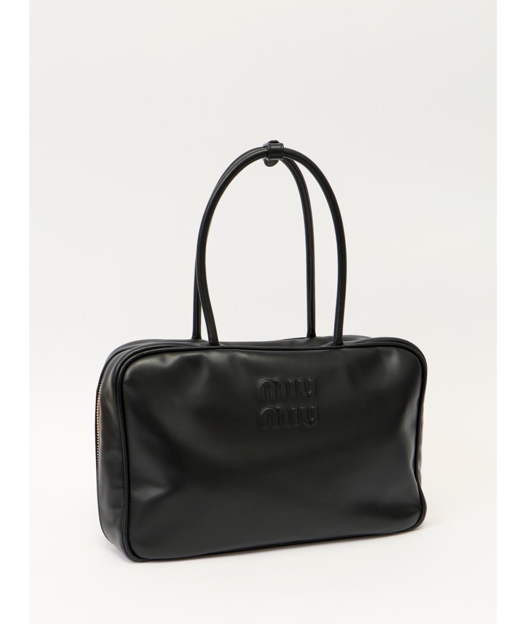 MIU MIU Черная кожаная сумка с короткими ручками, фото 3