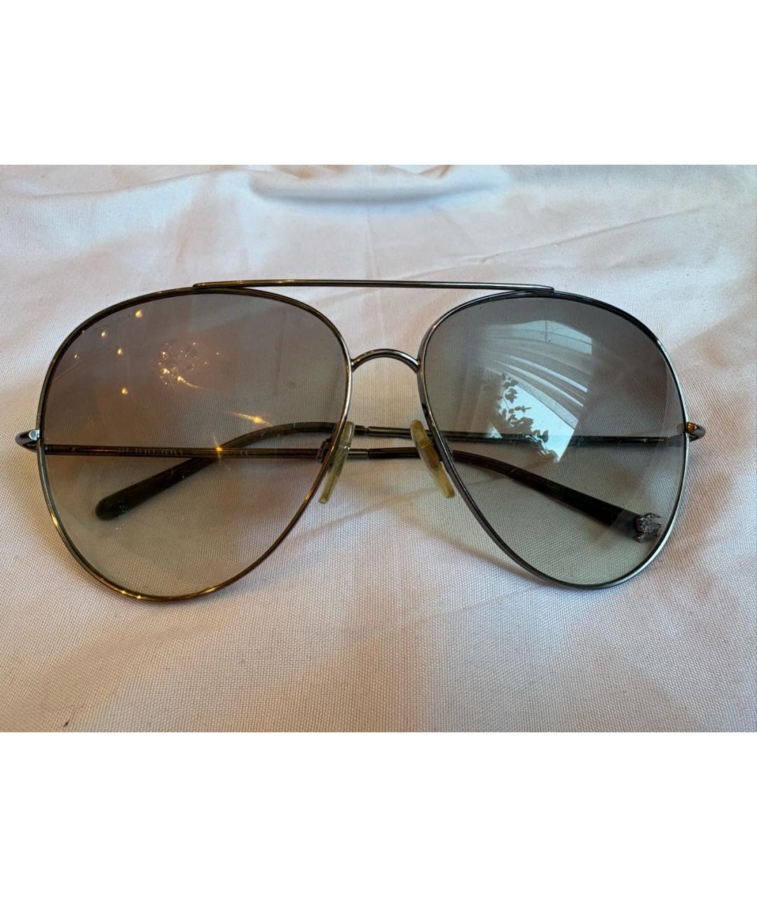 BURBERRY Серебряные металлические солнцезащитные очки, фото 5