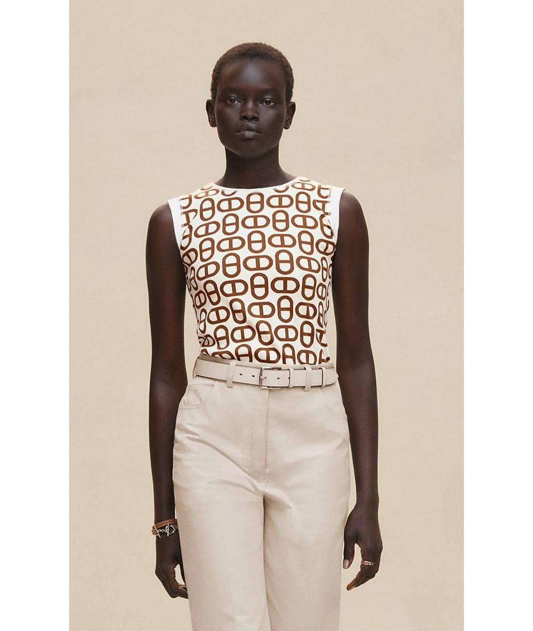 HERMES Белая майка, фото 3