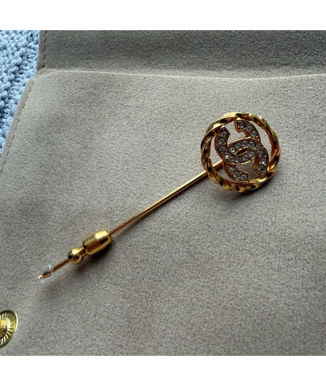 CHANEL Золотая металлическая булавка / брошь, фото 3