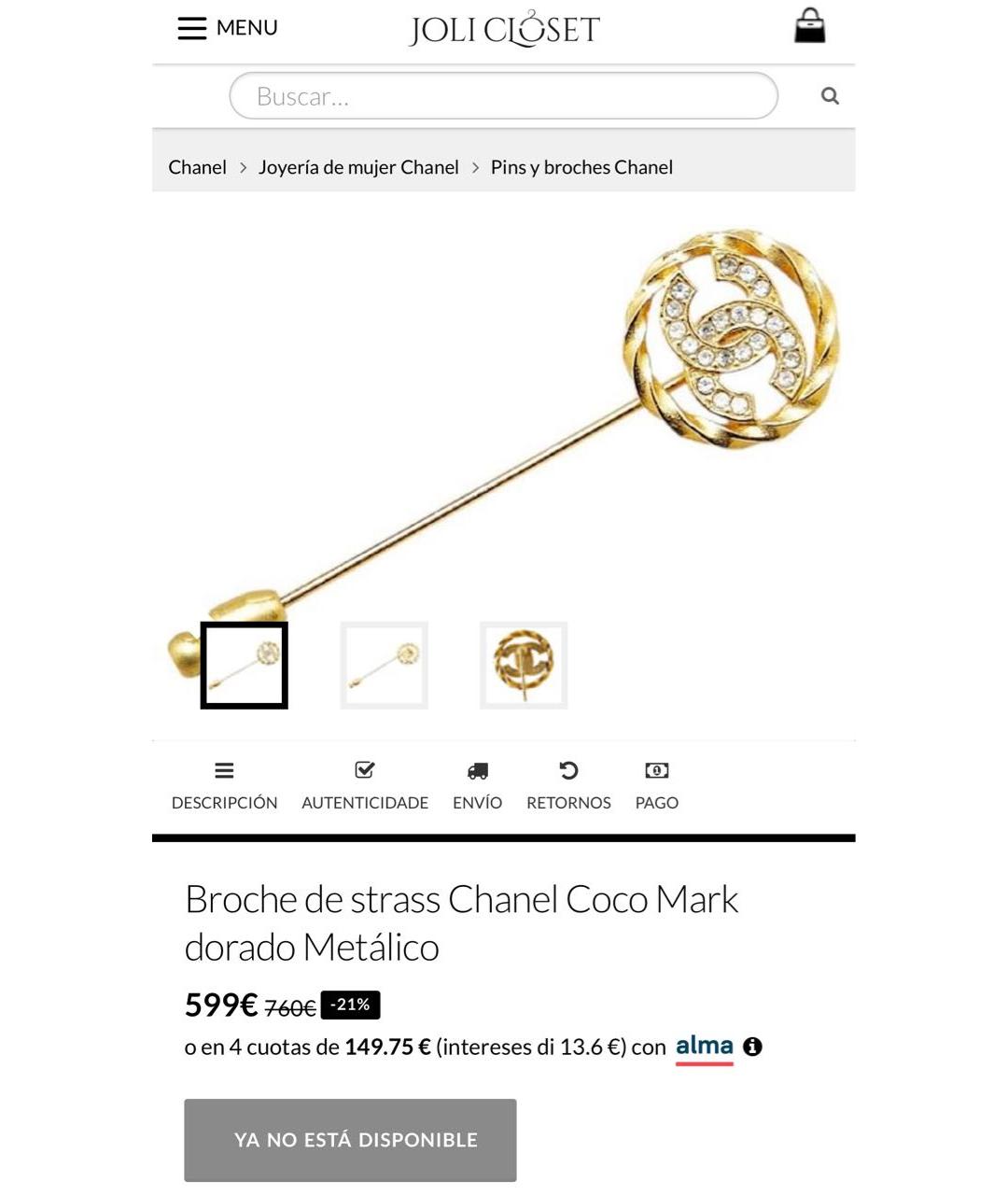 CHANEL Золотая металлическая булавка / брошь, фото 8