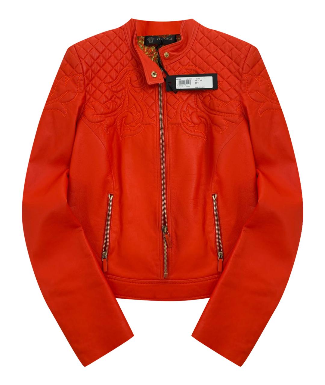 VERSACE Оранжевая кожаная куртка, фото 1