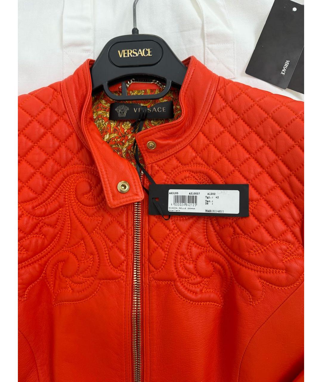 VERSACE Оранжевая кожаная куртка, фото 2