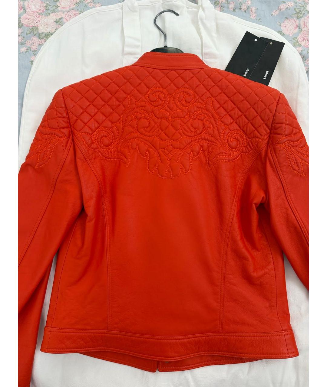 VERSACE Оранжевая кожаная куртка, фото 3