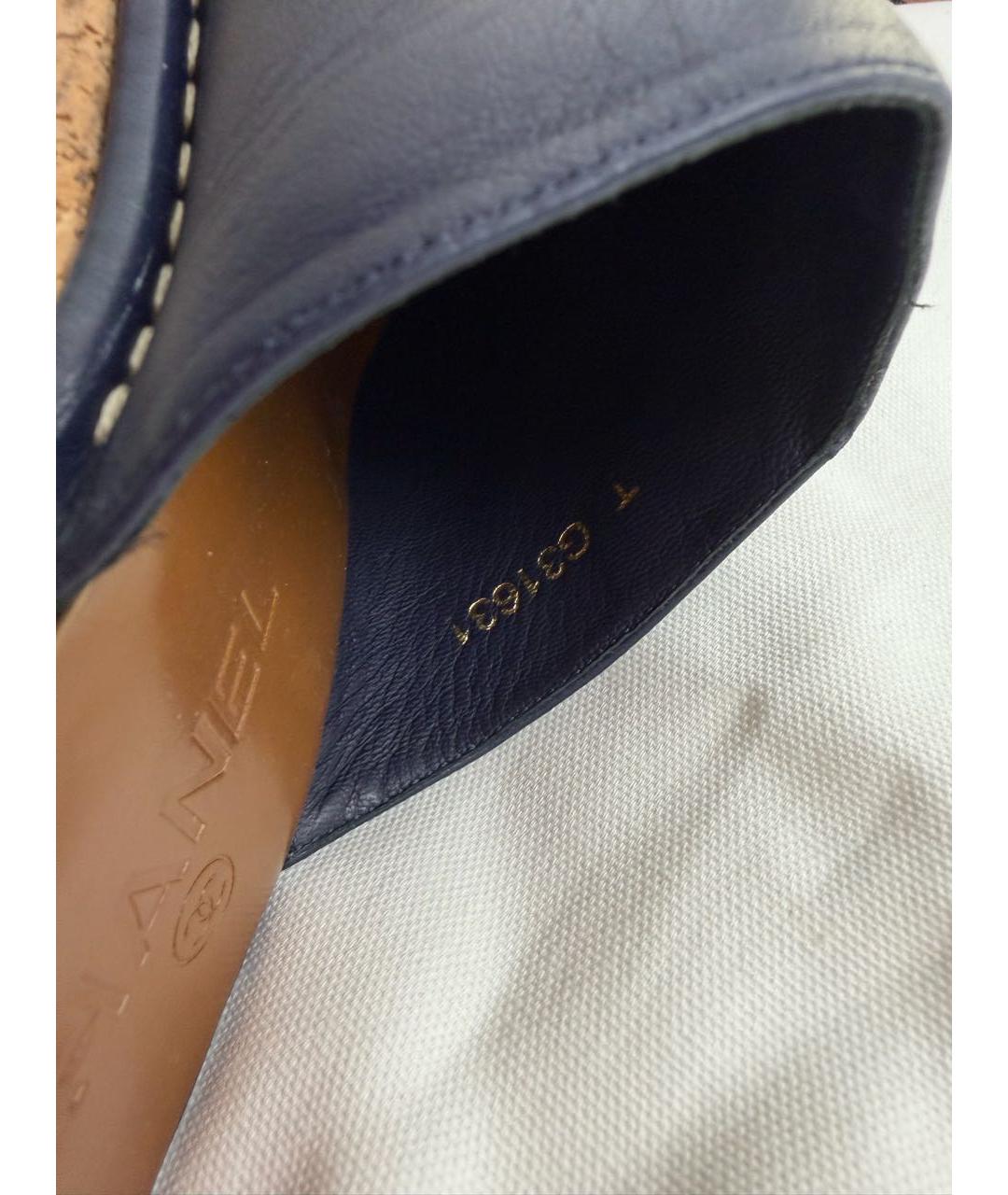 CHANEL Темно-синие кожаные сабо, фото 4