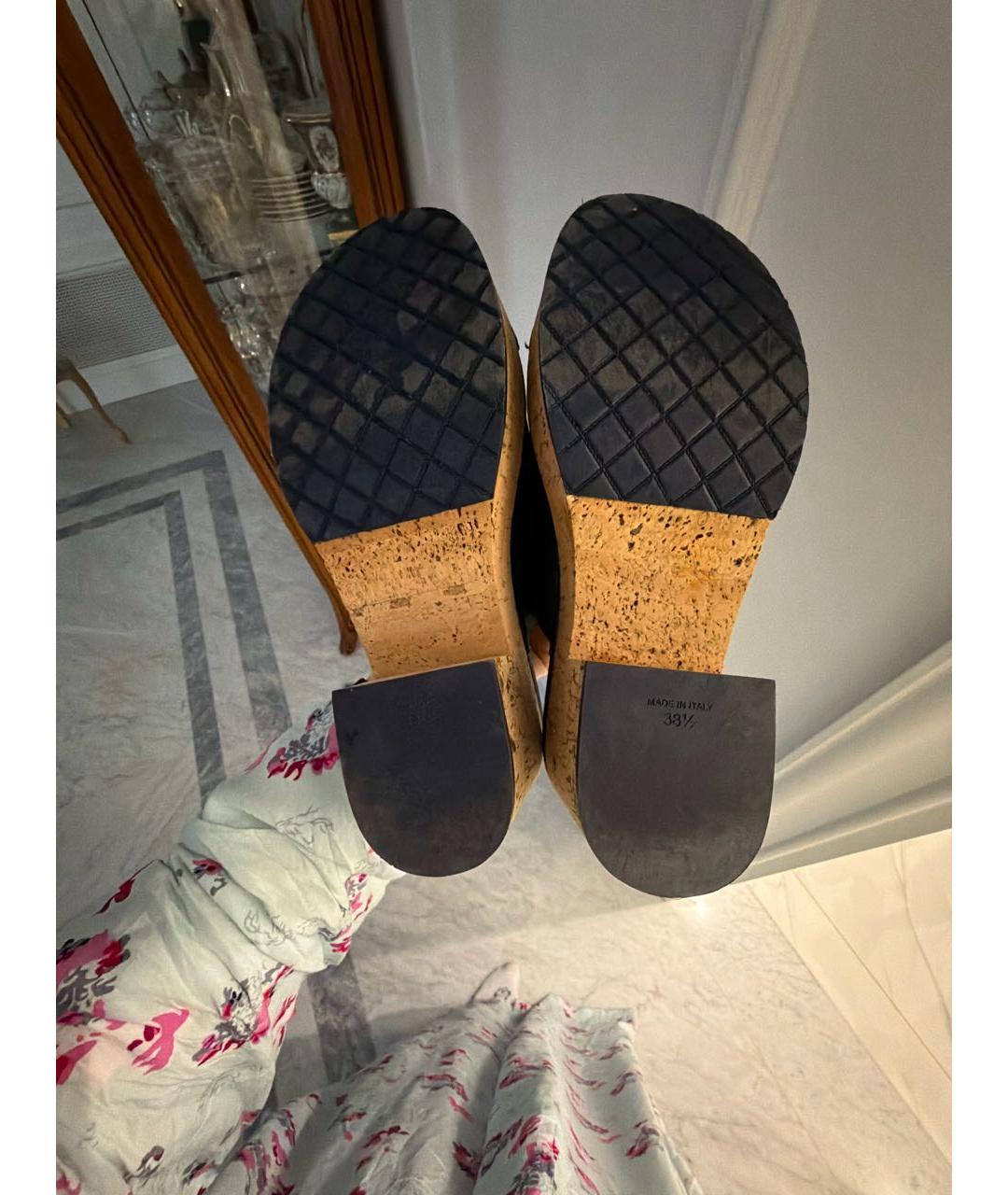 CHANEL Темно-синие кожаные сабо, фото 6