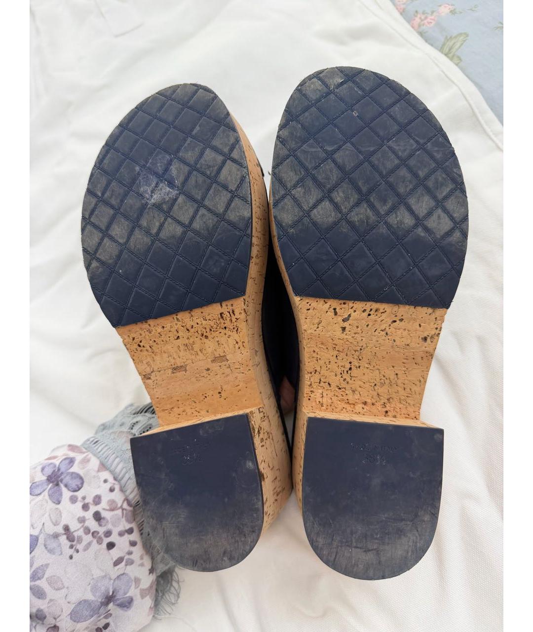 CHANEL Темно-синие кожаные сабо, фото 5