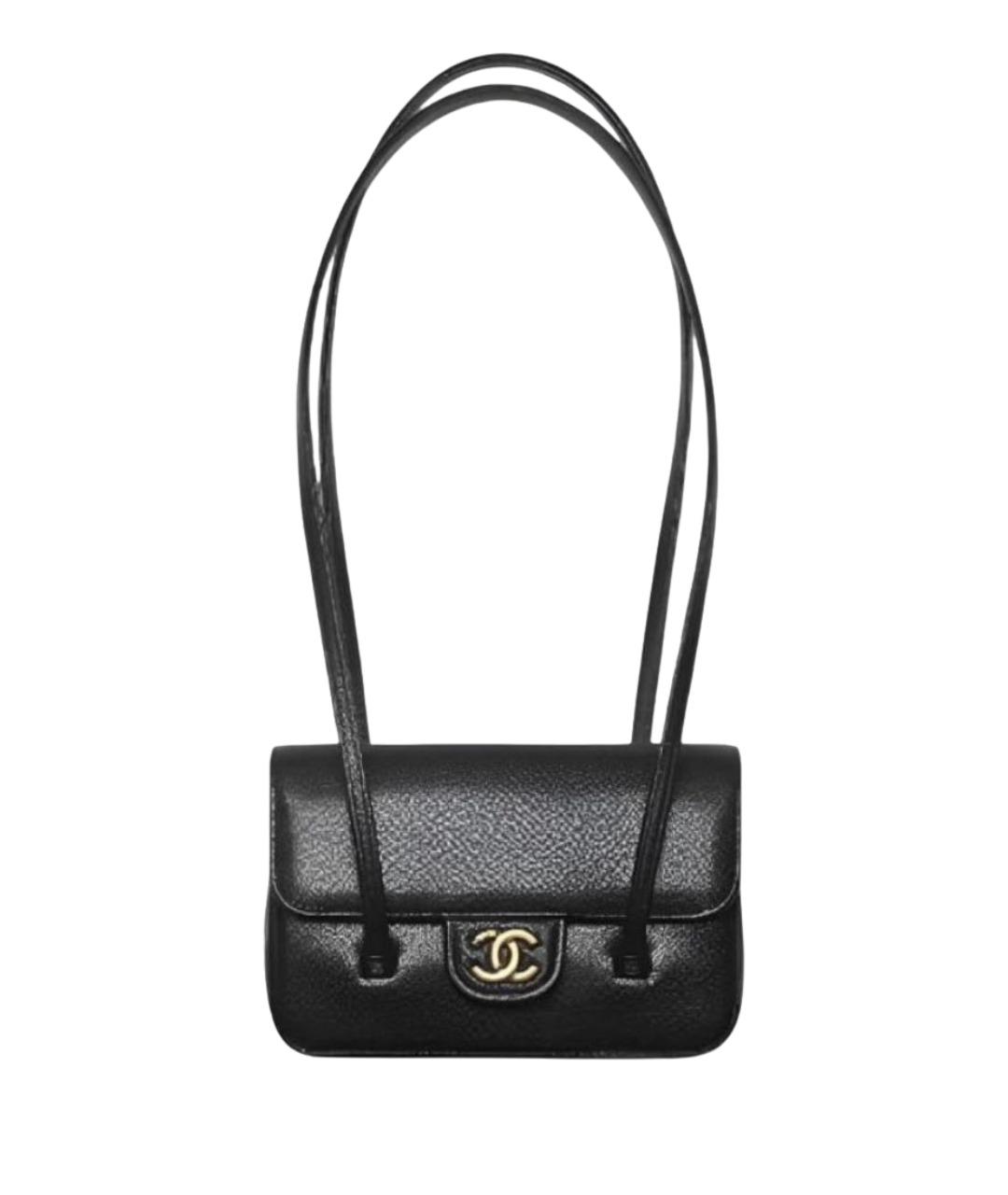 CHANEL Черная кожаная сумка с короткими ручками, фото 1