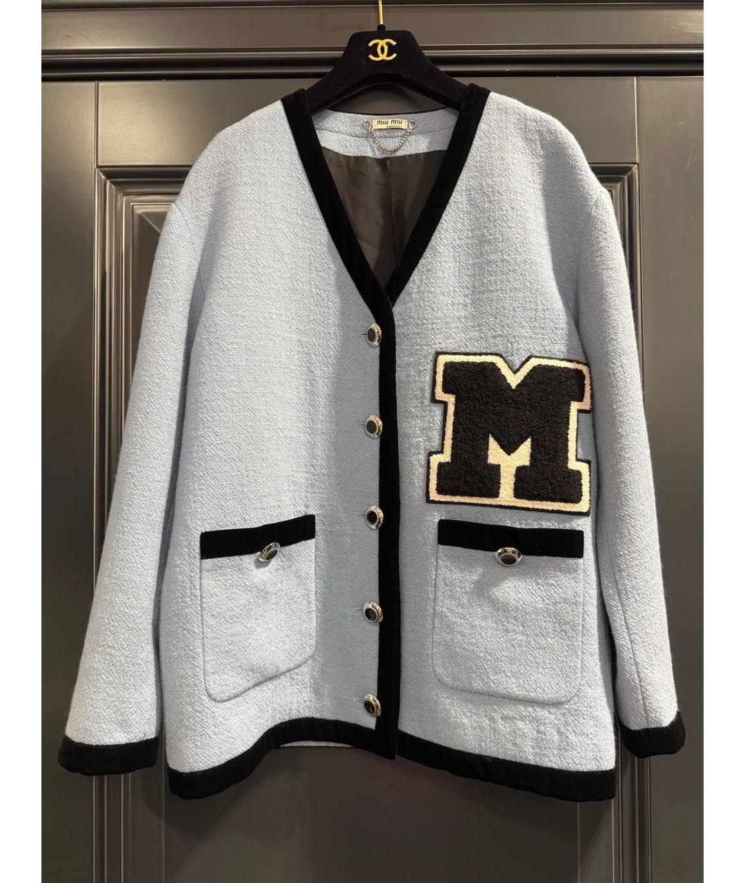 MIU MIU Голубой шерстяной кардиган, фото 5