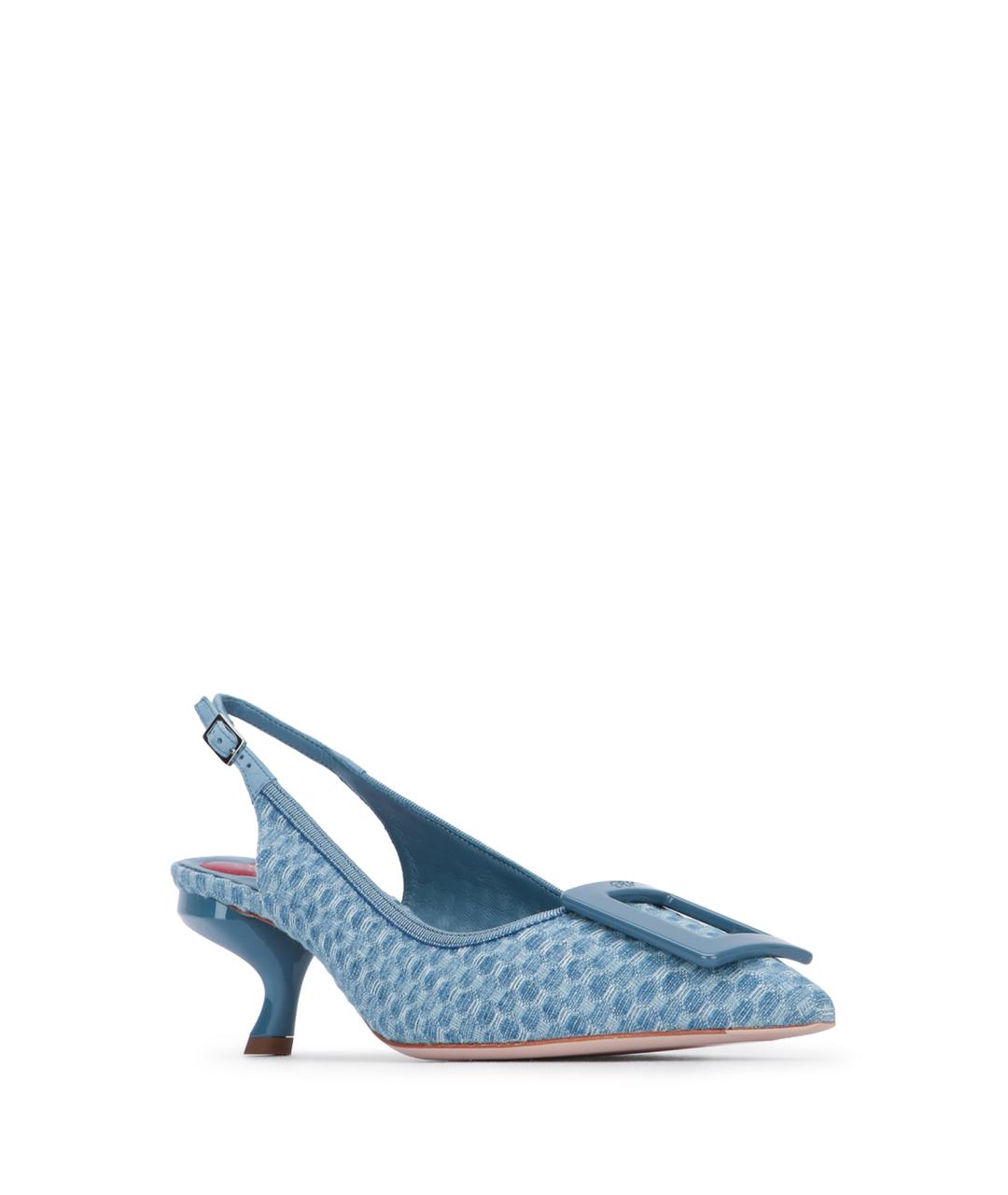 ROGER VIVIER Голубые текстильные туфли, фото 2