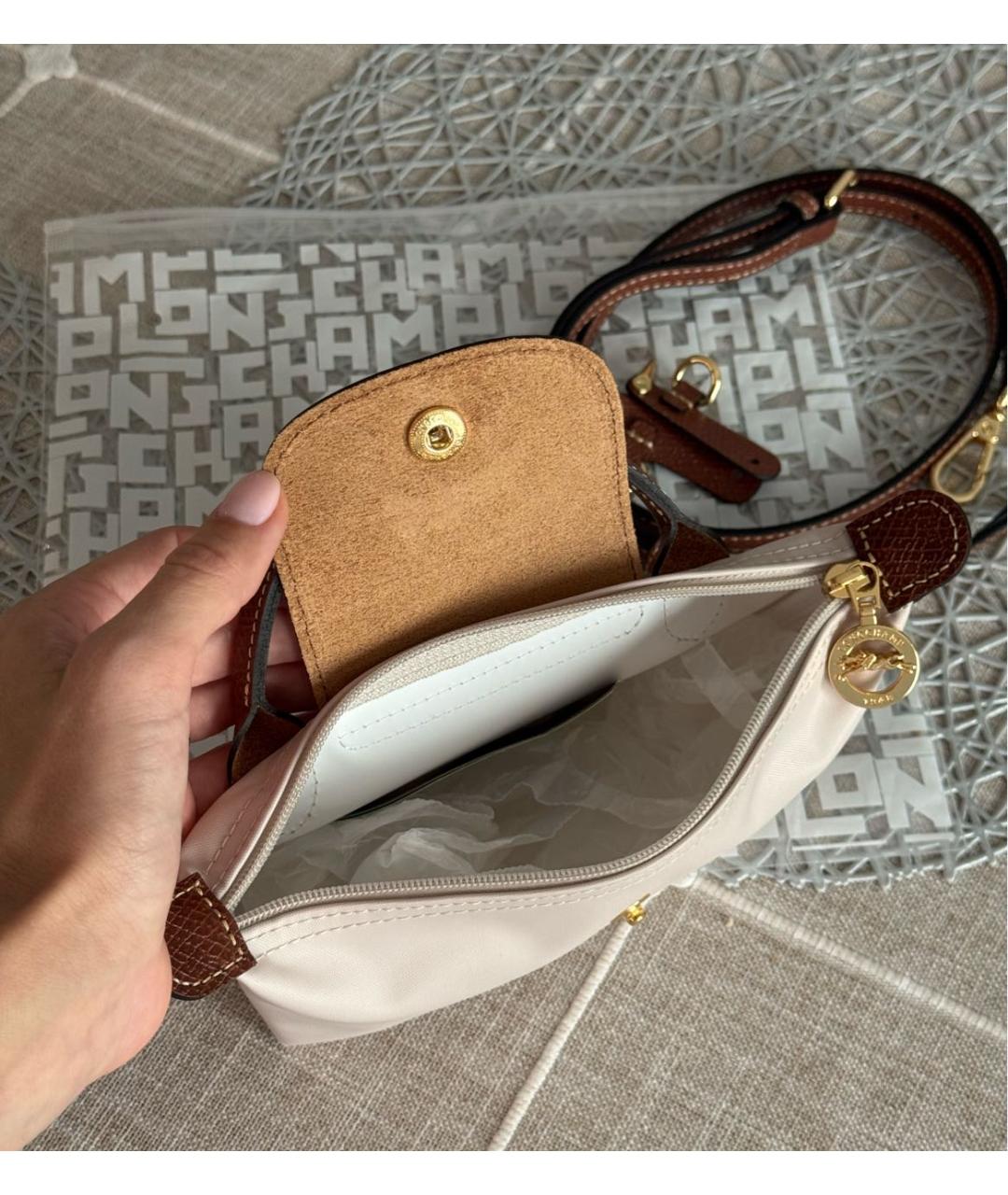 LONGCHAMP Бежевая сумка с короткими ручками, фото 3