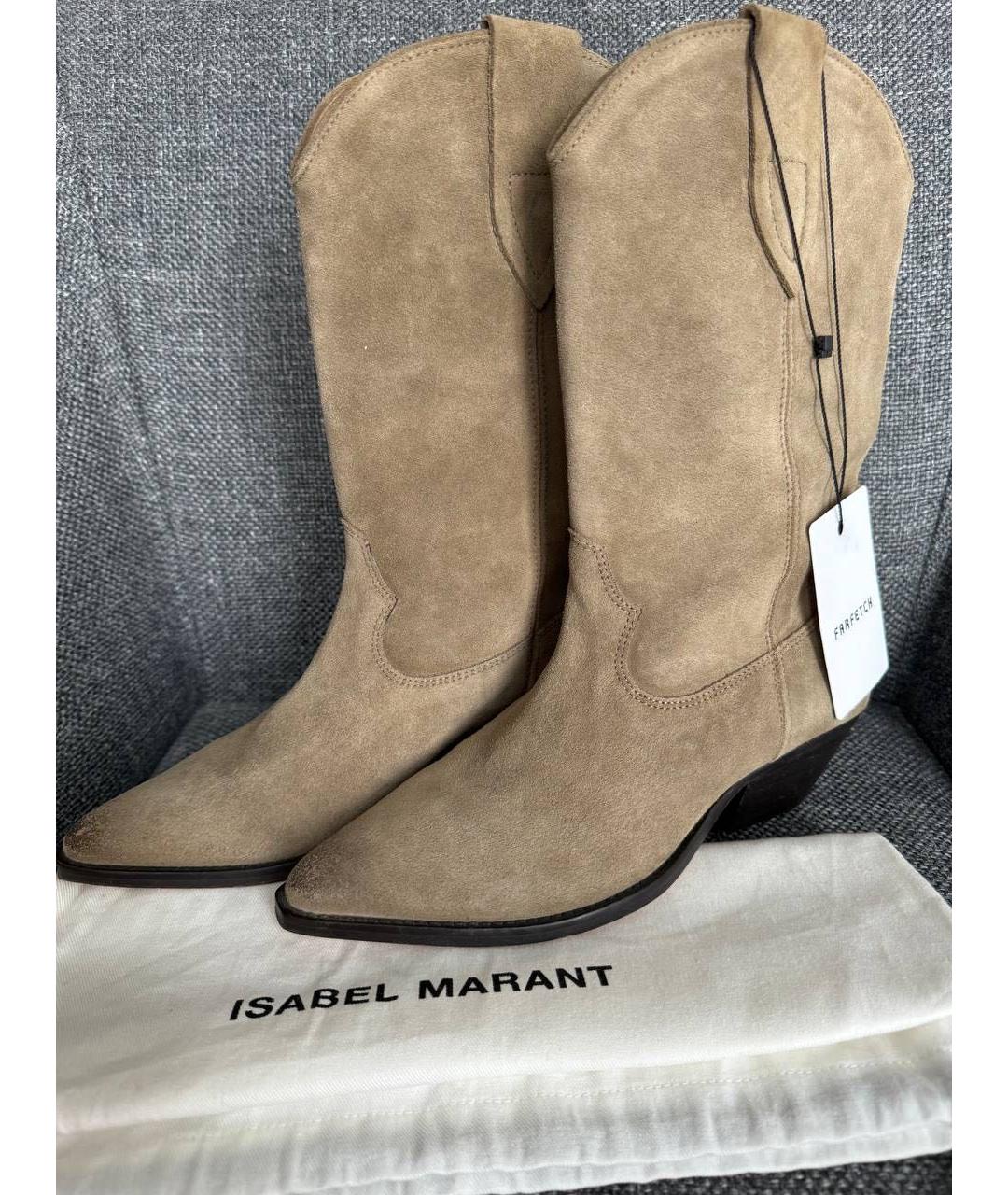 ISABEL MARANT Бежевые замшевые сапоги, фото 2