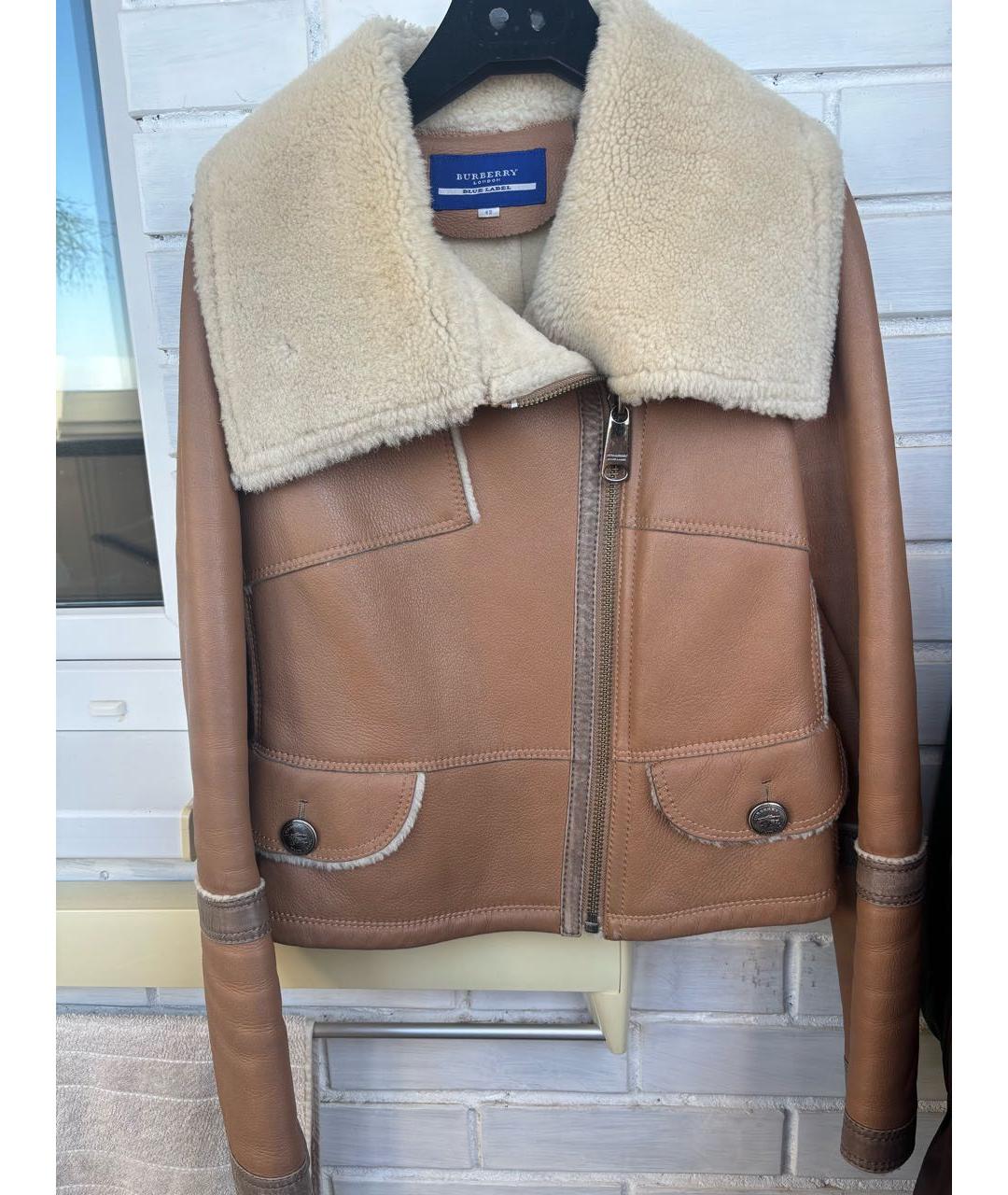 BURBERRY Оранжевая кожаная дубленка, фото 9