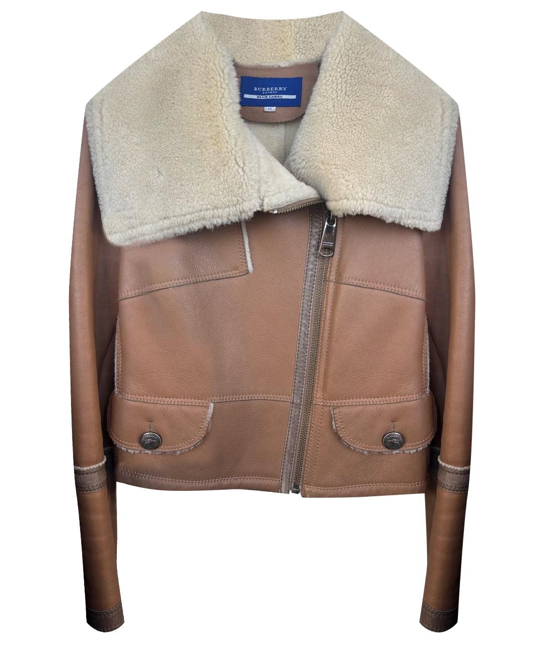 BURBERRY Оранжевая кожаная дубленка, фото 1