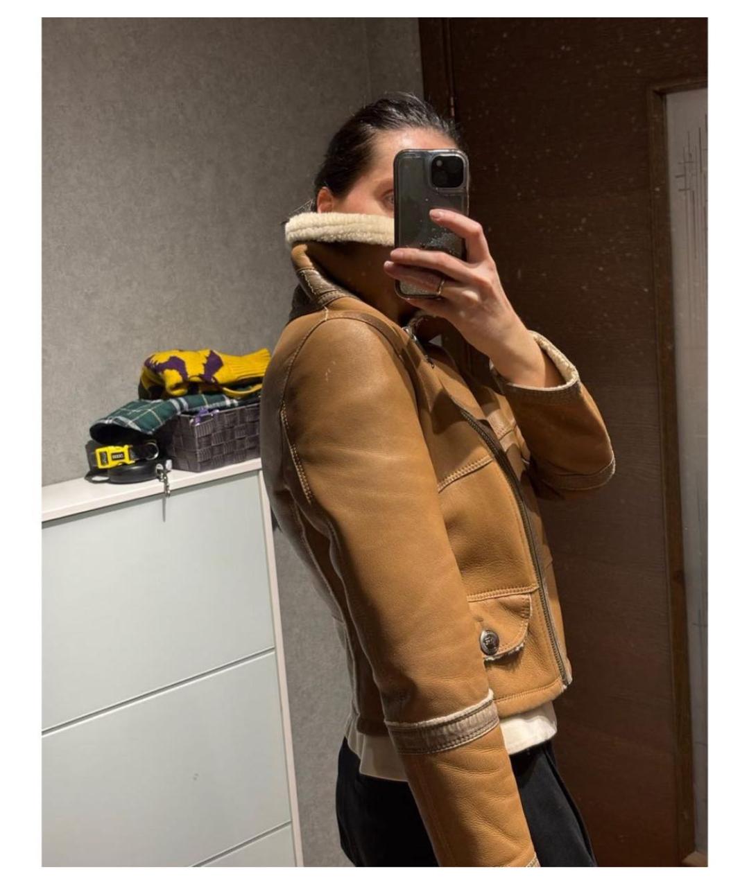 BURBERRY Оранжевая кожаная дубленка, фото 5