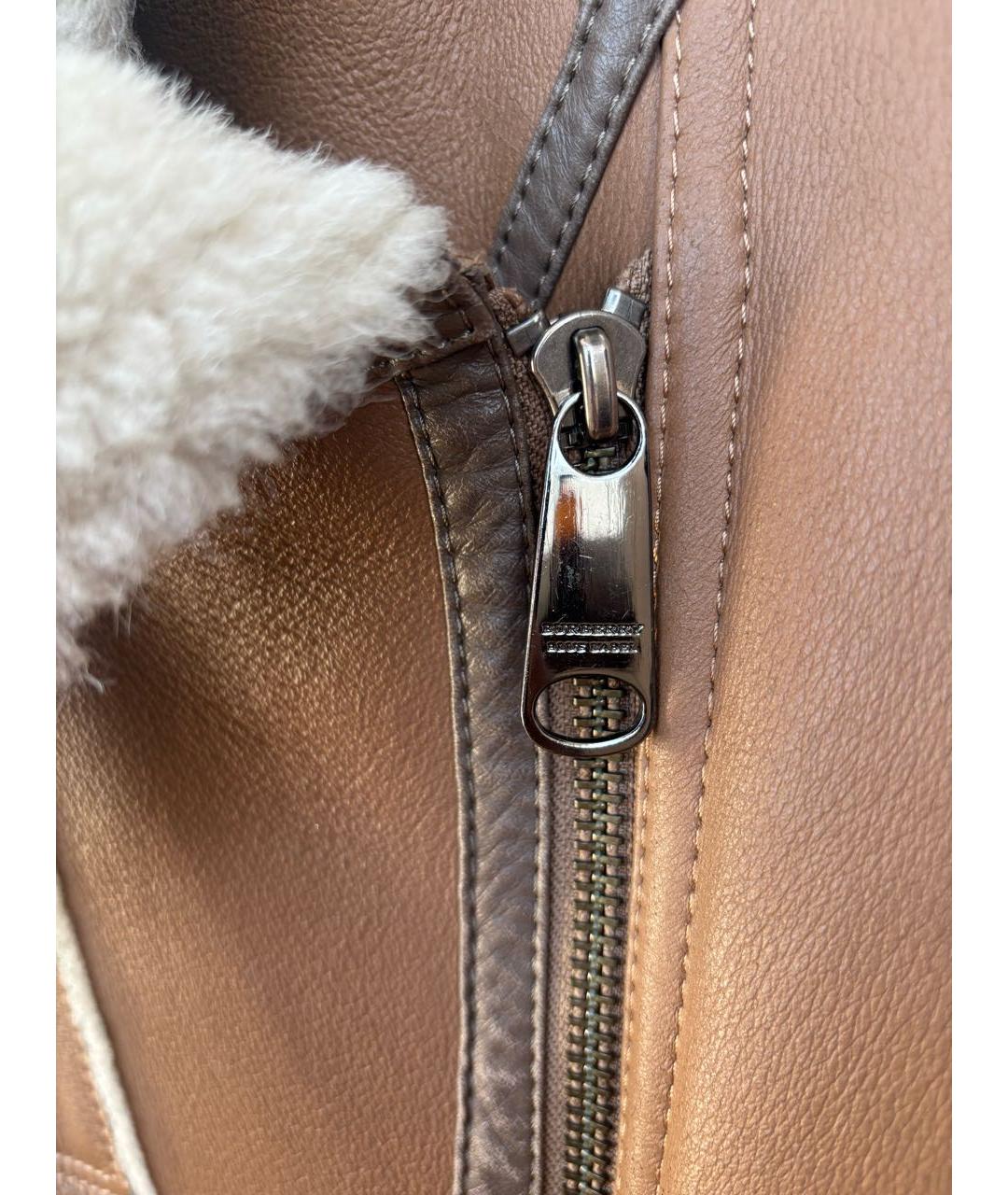 BURBERRY Оранжевая кожаная дубленка, фото 8