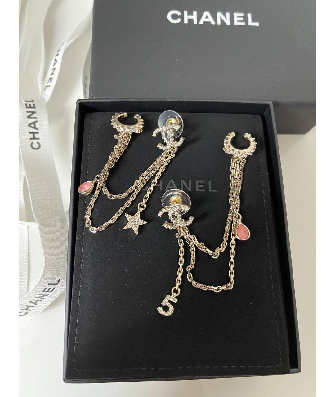 CHANEL Золотые металлические серьги, фото 2