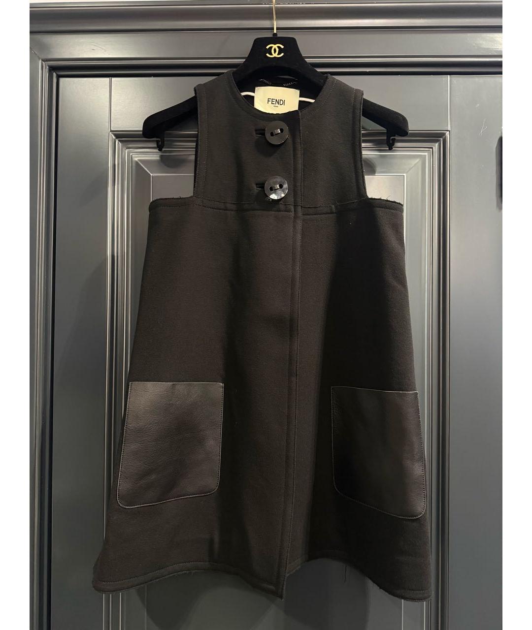 FENDI Черный шерстяной жилет, фото 4