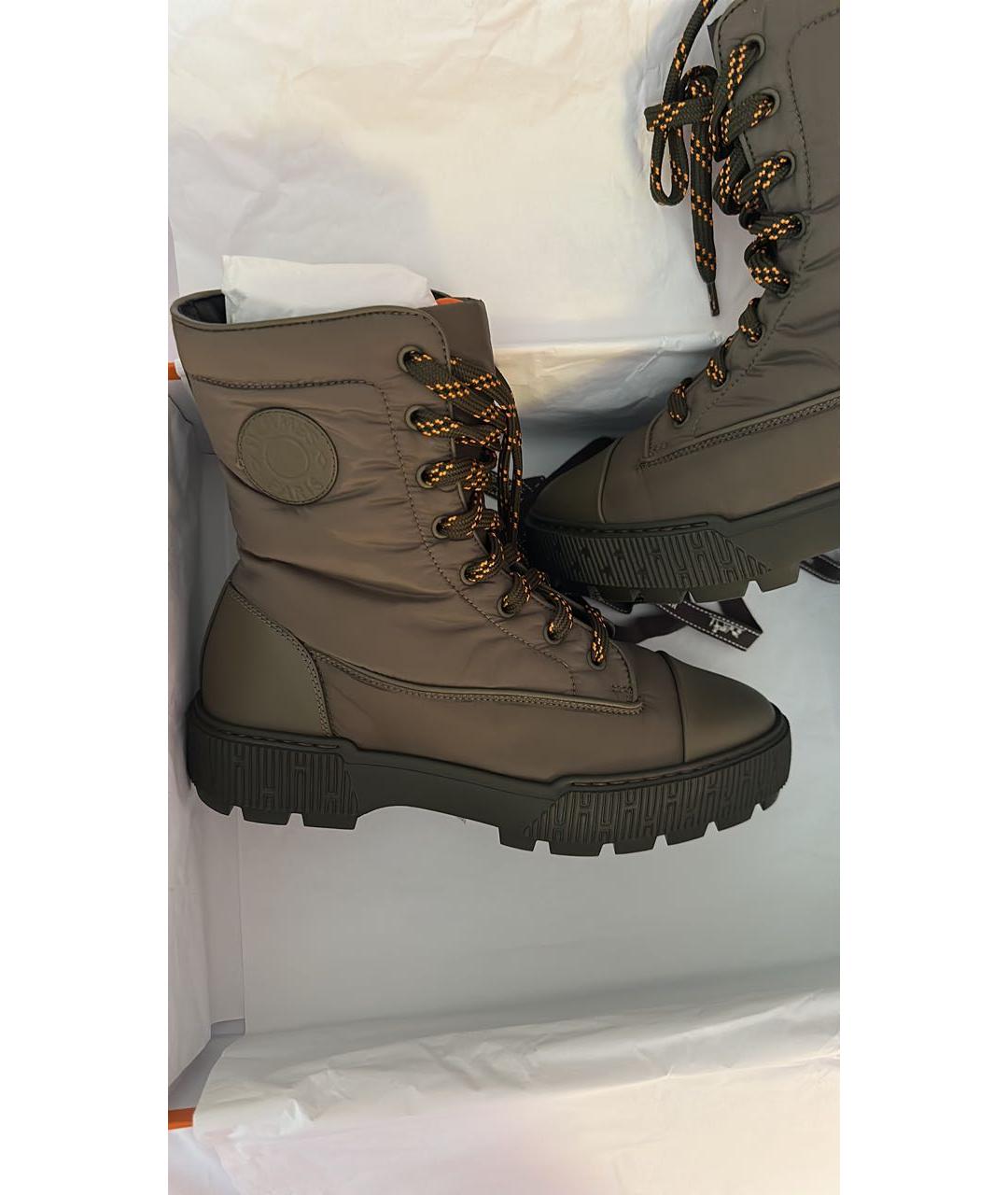 HERMES Хаки текстильные ботинки, фото 3