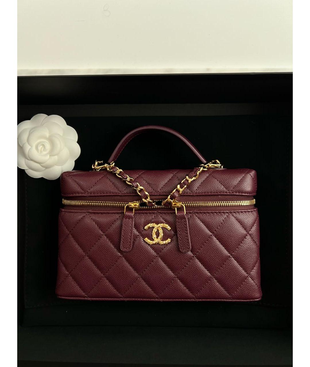 CHANEL Бордовая кожаная сумка с короткими ручками, фото 2