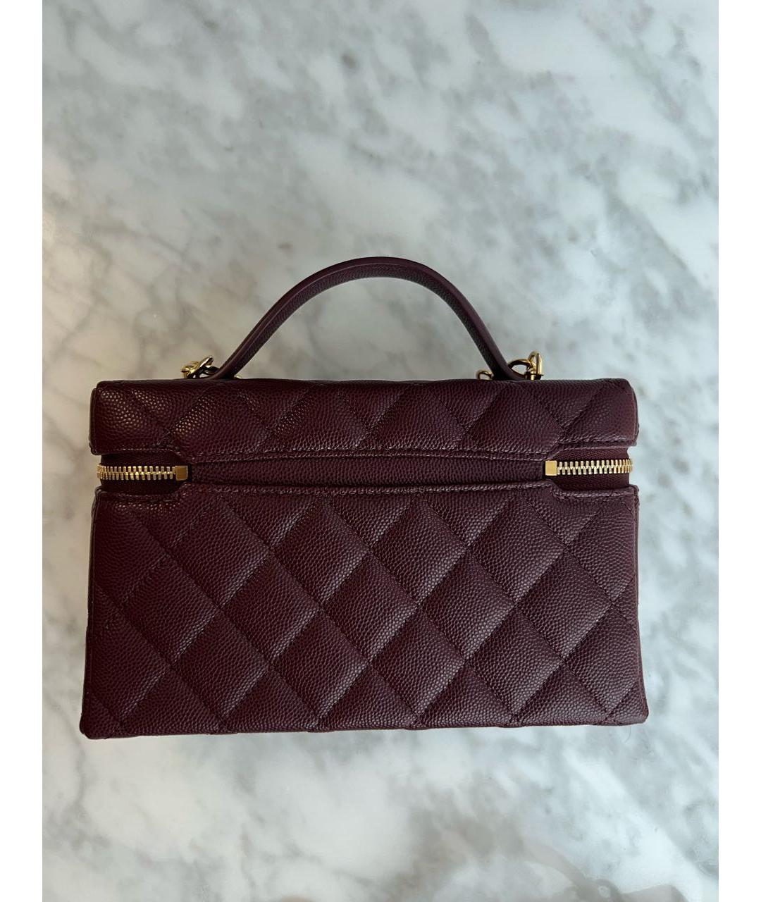 CHANEL Бордовая кожаная сумка с короткими ручками, фото 3