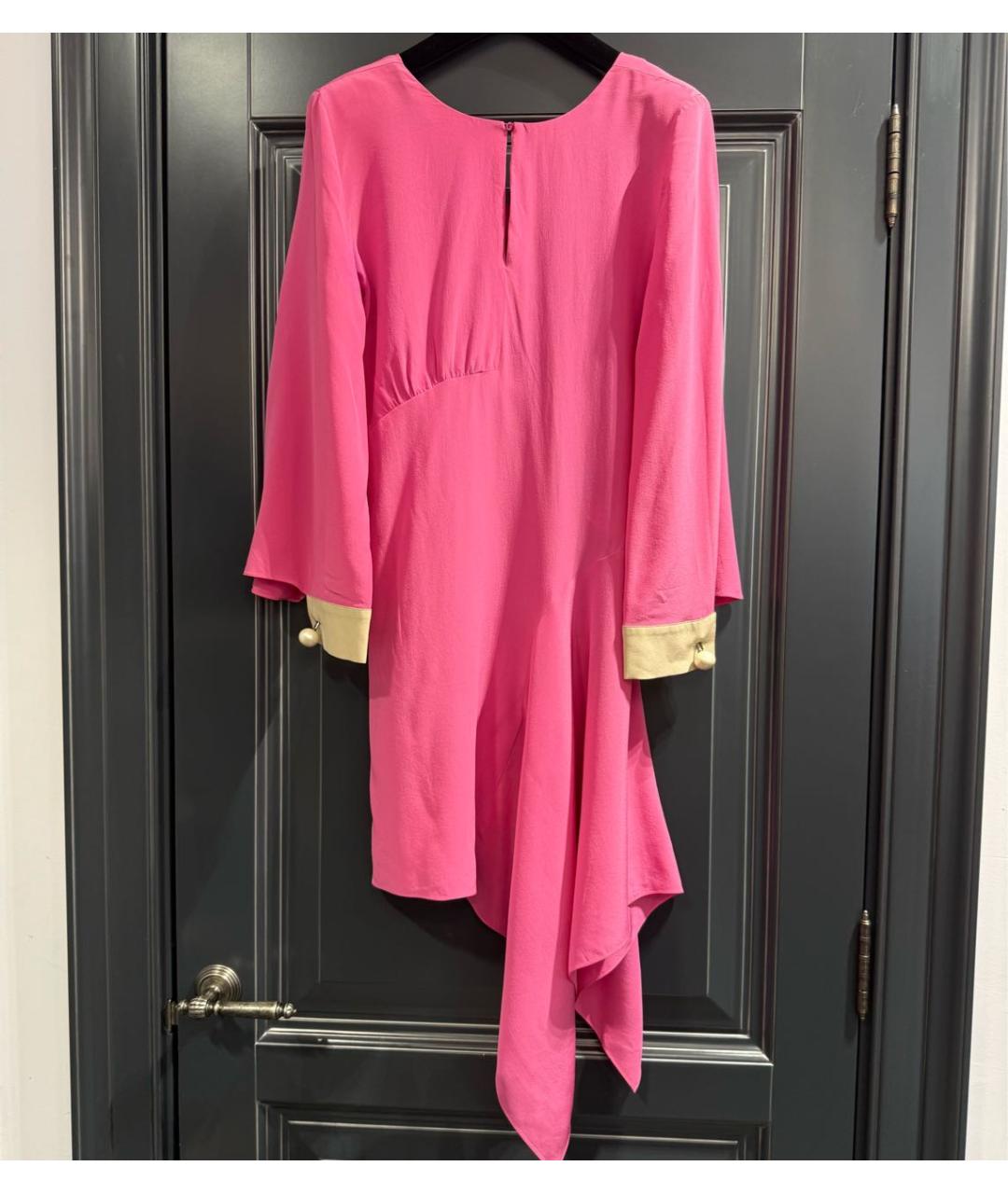 FENDI Розовое шелковое коктейльное платье, фото 5