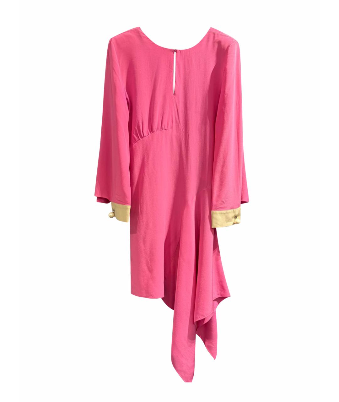 FENDI Розовое шелковое коктейльное платье, фото 1