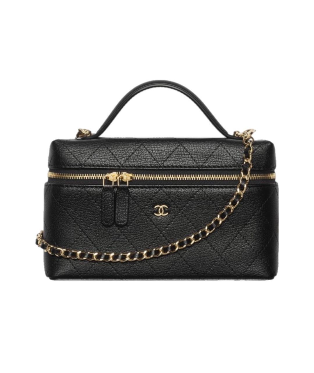 CHANEL Черная кожаная сумка с короткими ручками, фото 4