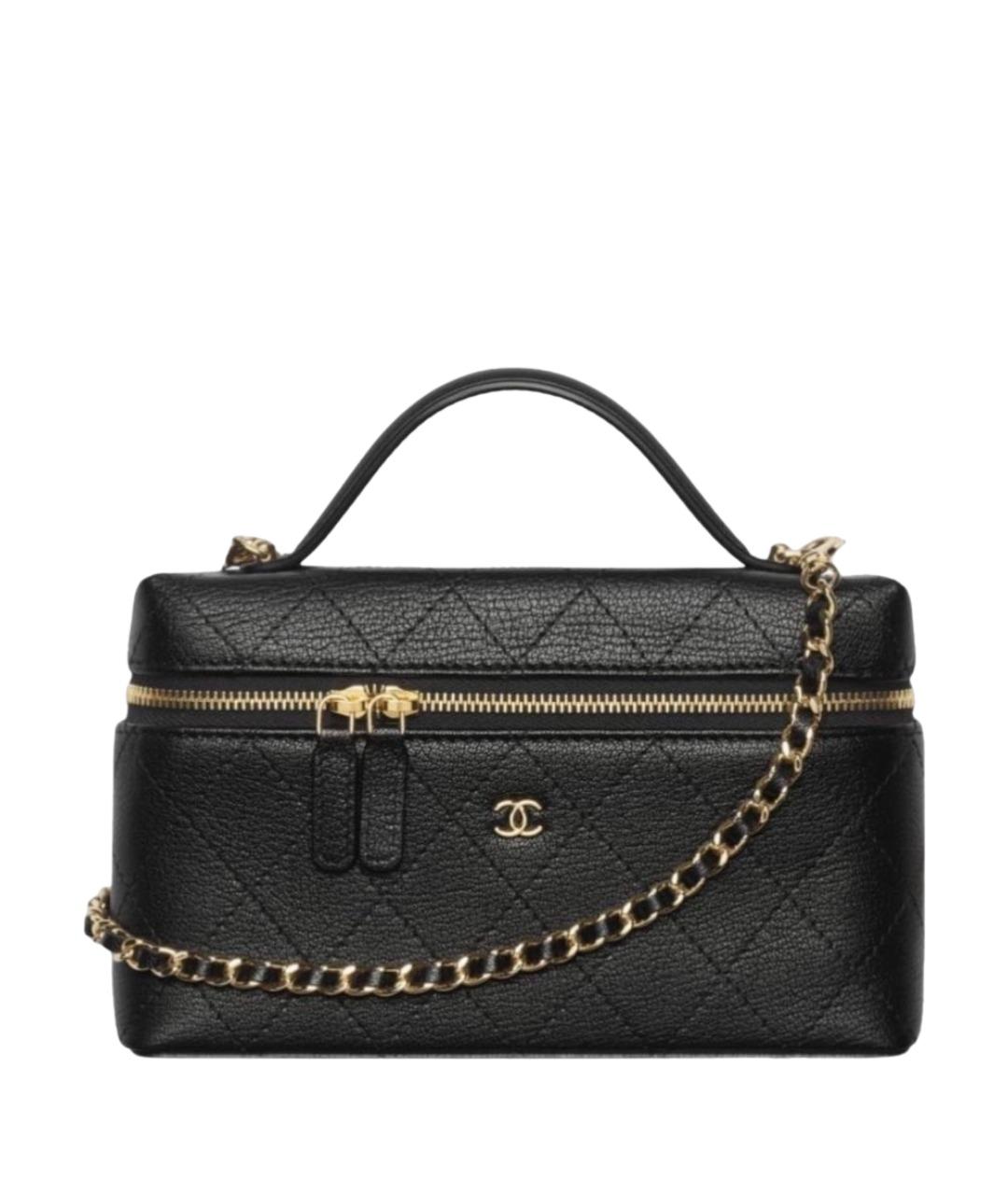 CHANEL Черная кожаная сумка с короткими ручками, фото 1