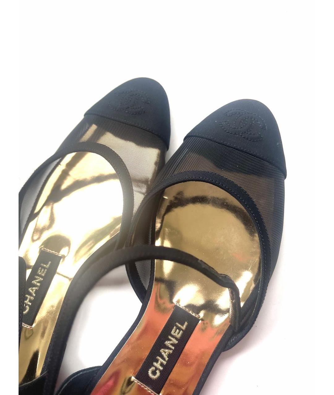 CHANEL Черные текстильные балетки, фото 4