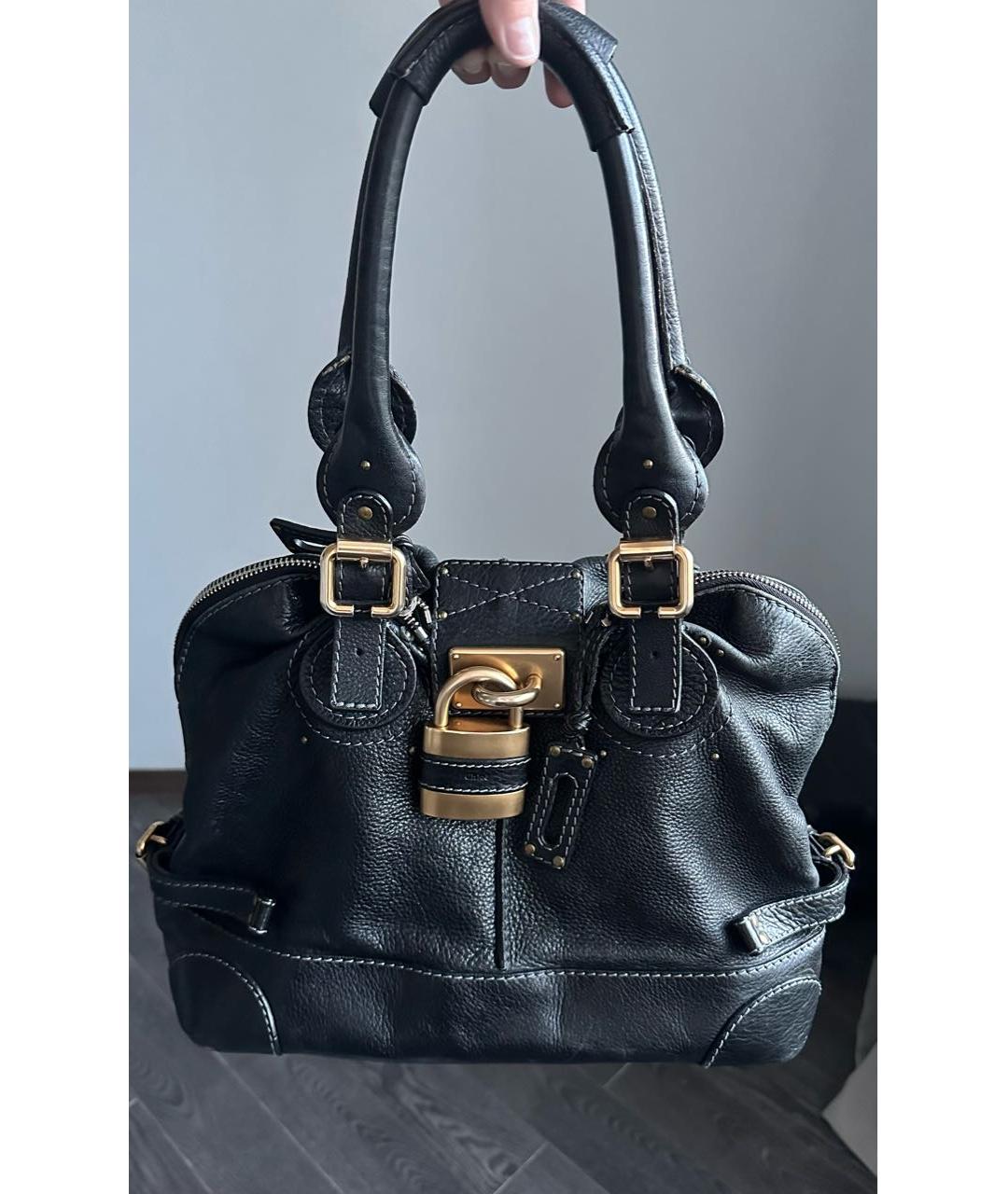 CHLOE Черная кожаная сумка с короткими ручками, фото 8