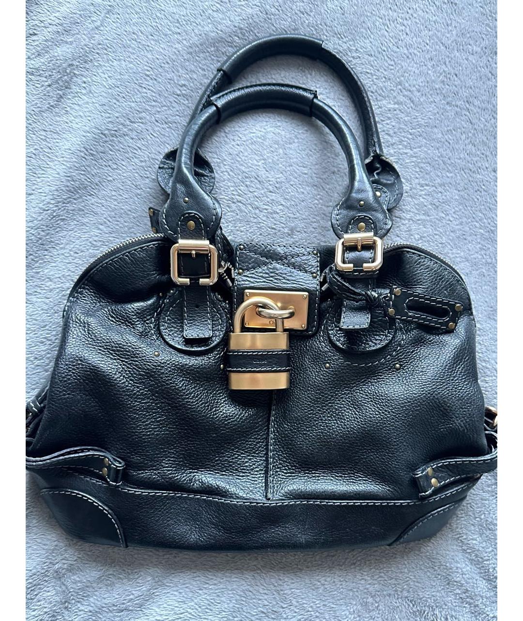 CHLOE Черная кожаная сумка с короткими ручками, фото 2