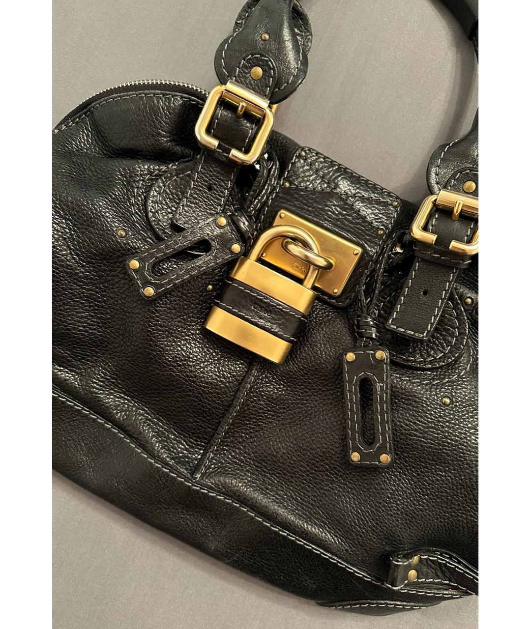 CHLOE Черная кожаная сумка с короткими ручками, фото 5