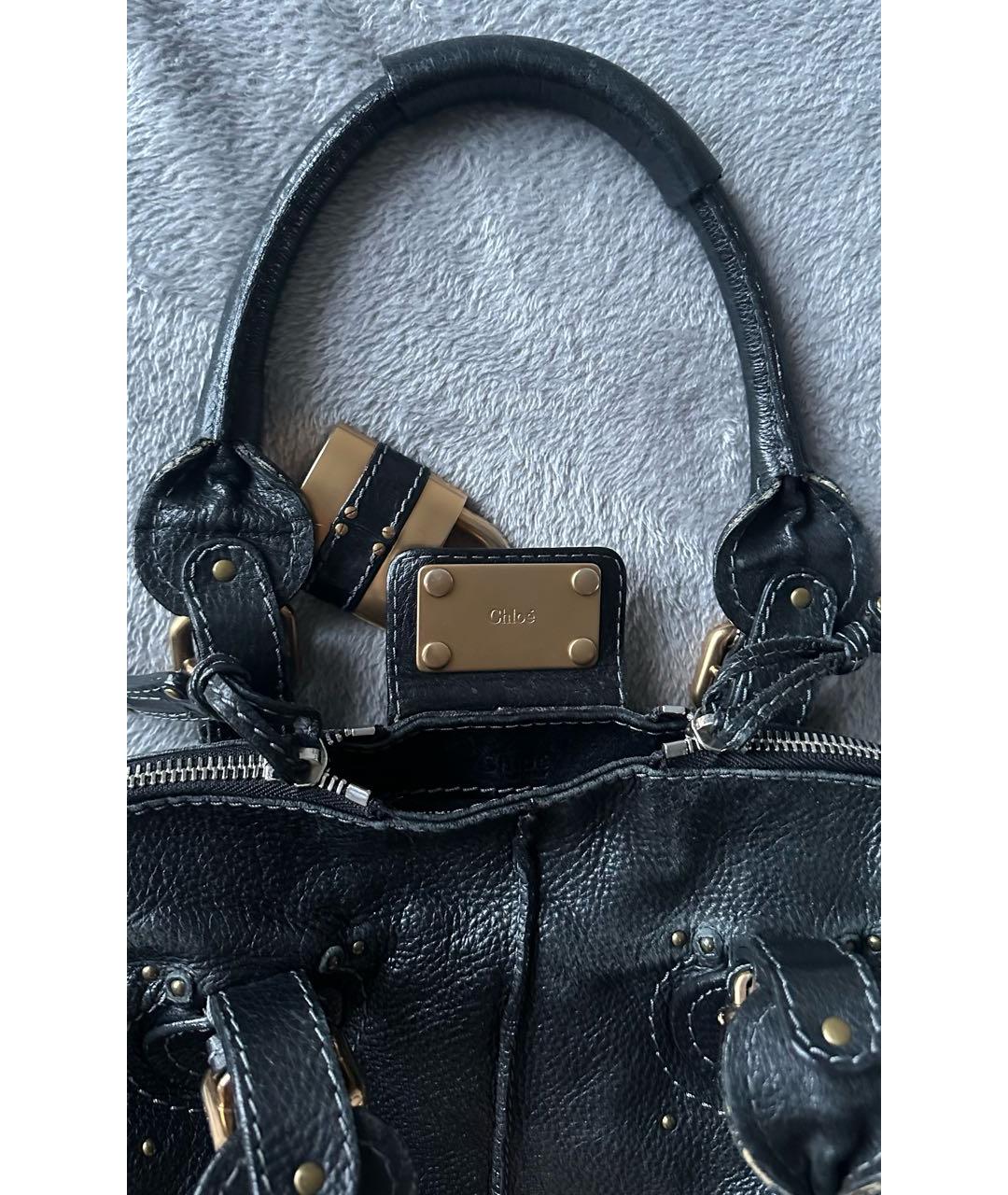 CHLOE Черная кожаная сумка с короткими ручками, фото 3