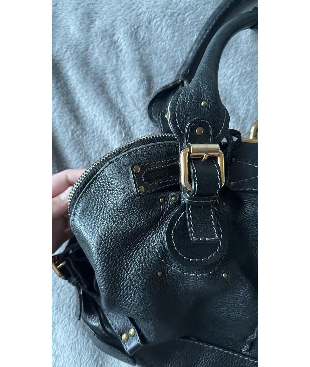 CHLOE Черная кожаная сумка с короткими ручками, фото 6