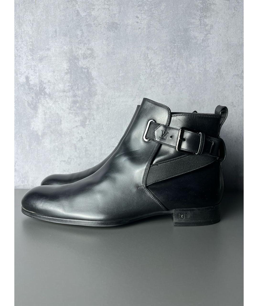 LOUIS VUITTON Черные кожаные высокие ботинки, фото 2