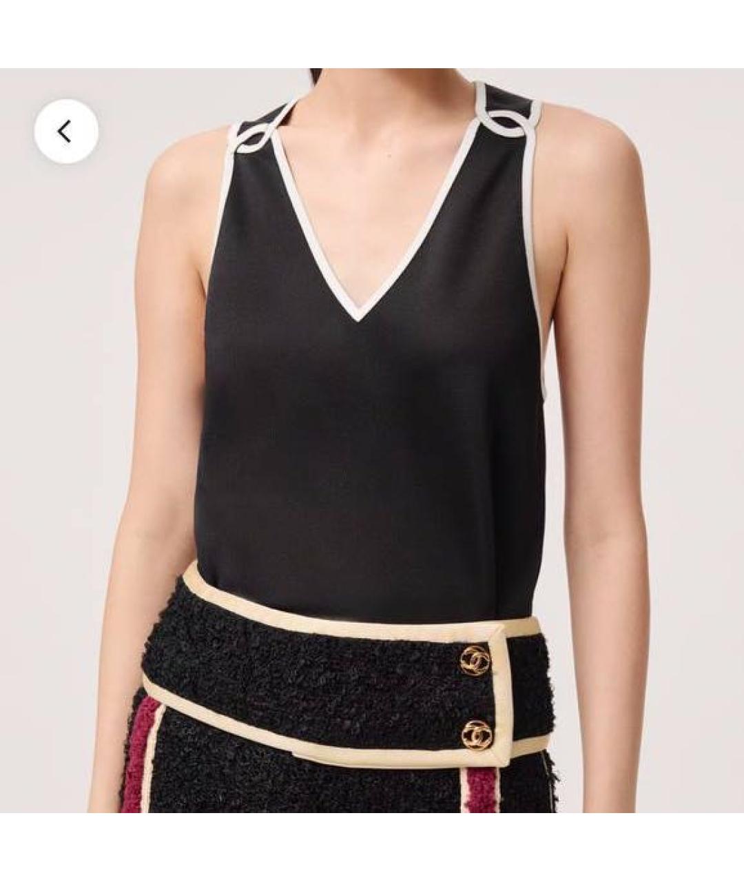 CHANEL Черная шелковая майка, фото 4