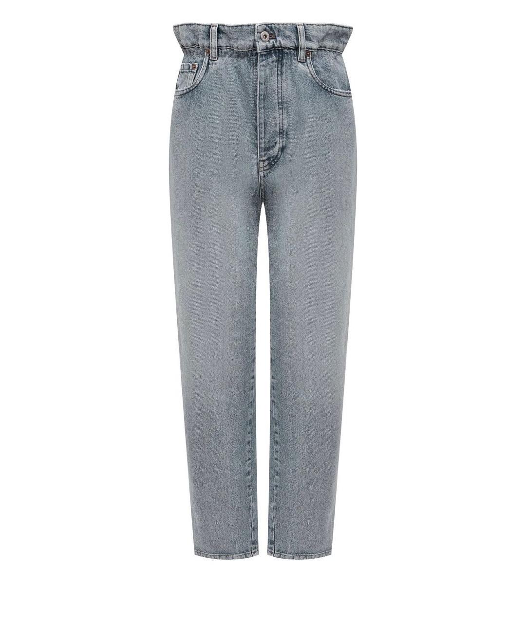 MIU MIU Голубые хлопковые джинсы слим, фото 1