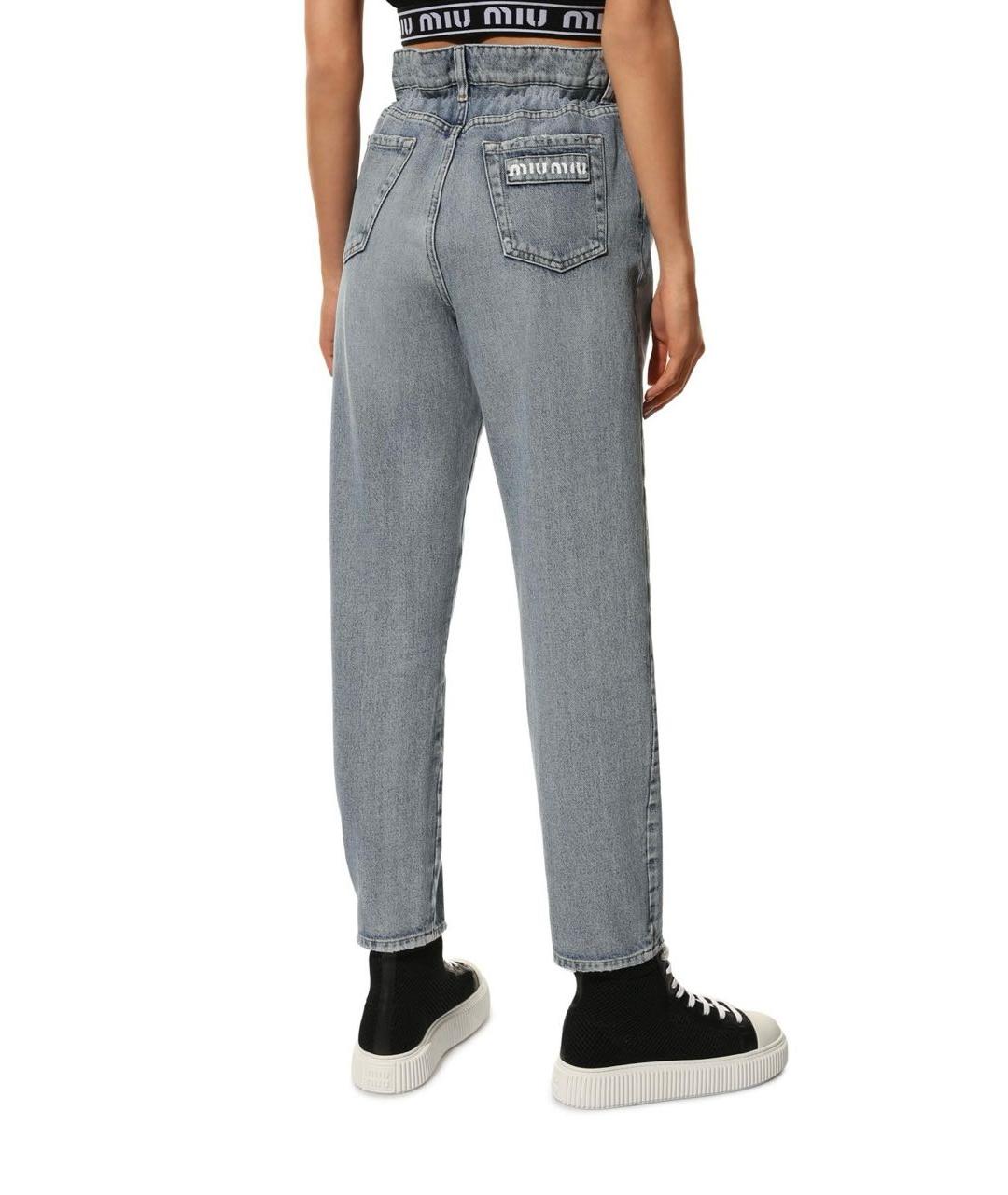 MIU MIU Голубые хлопковые джинсы слим, фото 2