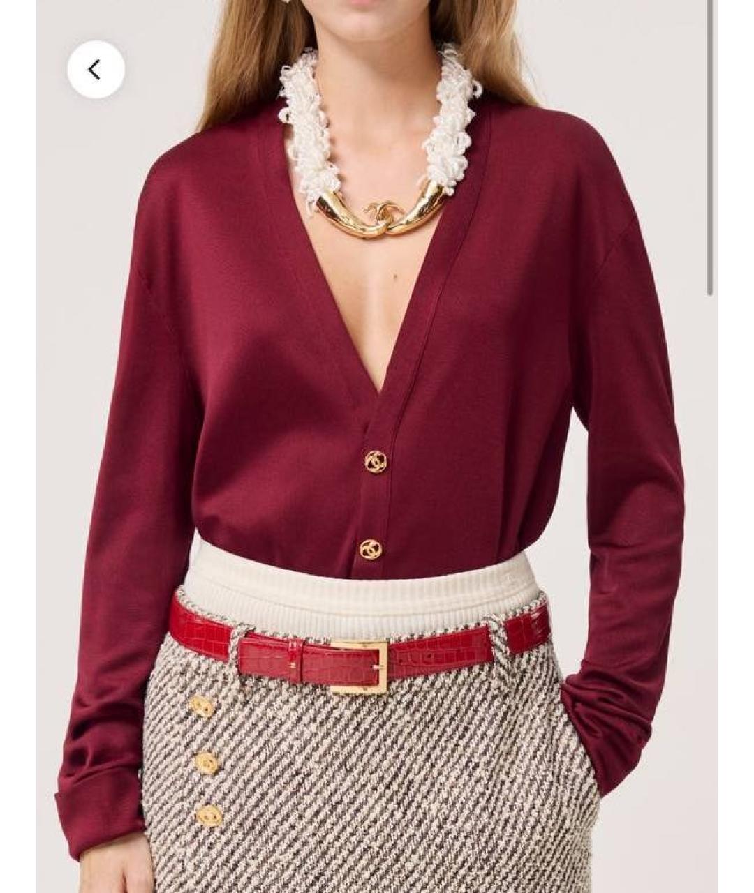 CHANEL Бордовый шелковый кардиган, фото 3