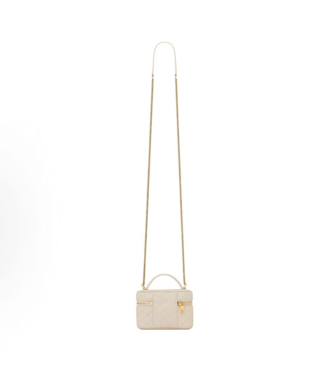 SAINT LAURENT Белая кожаная сумка с короткими ручками, фото 4