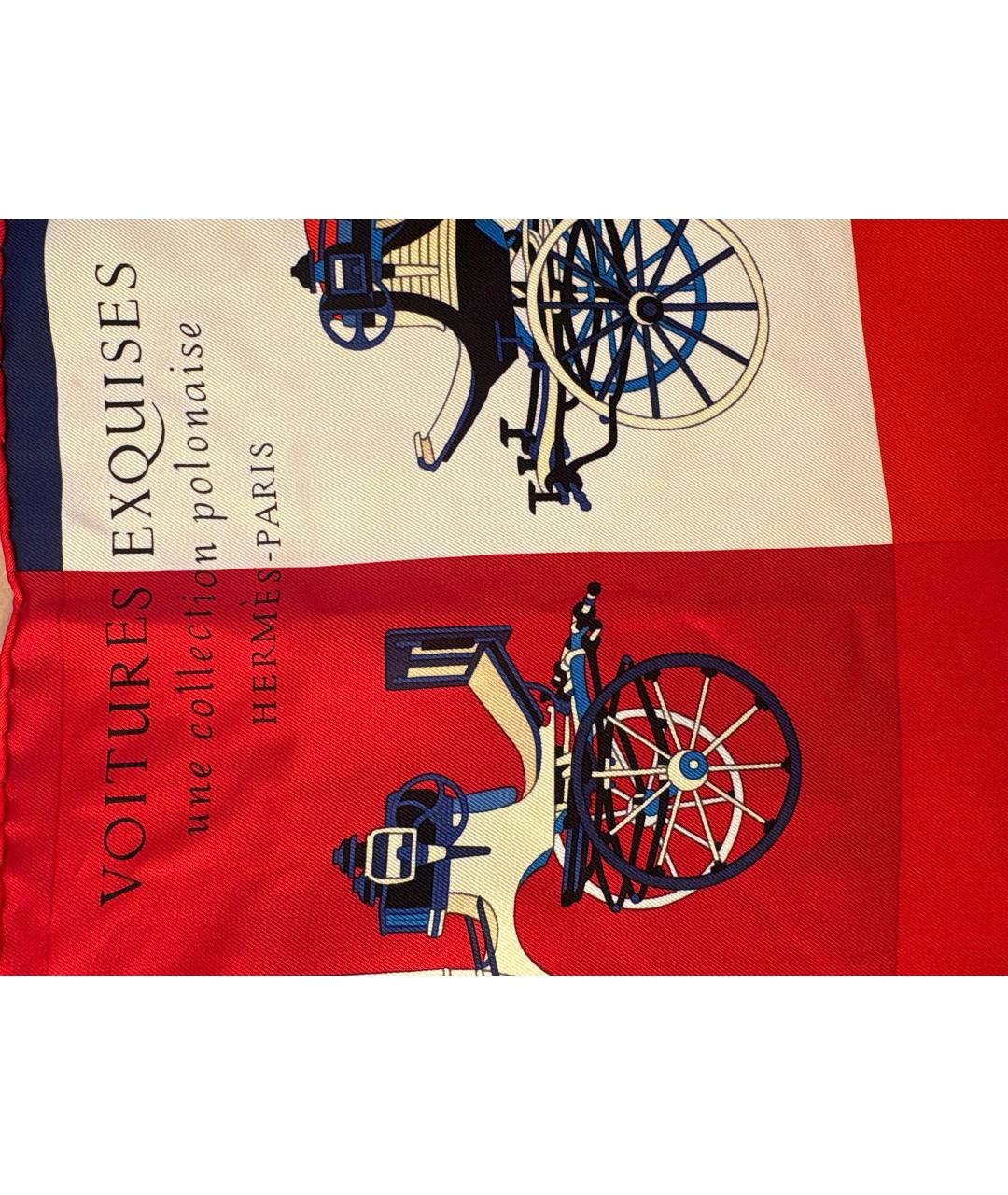 HERMES Красный шелковый платок, фото 2