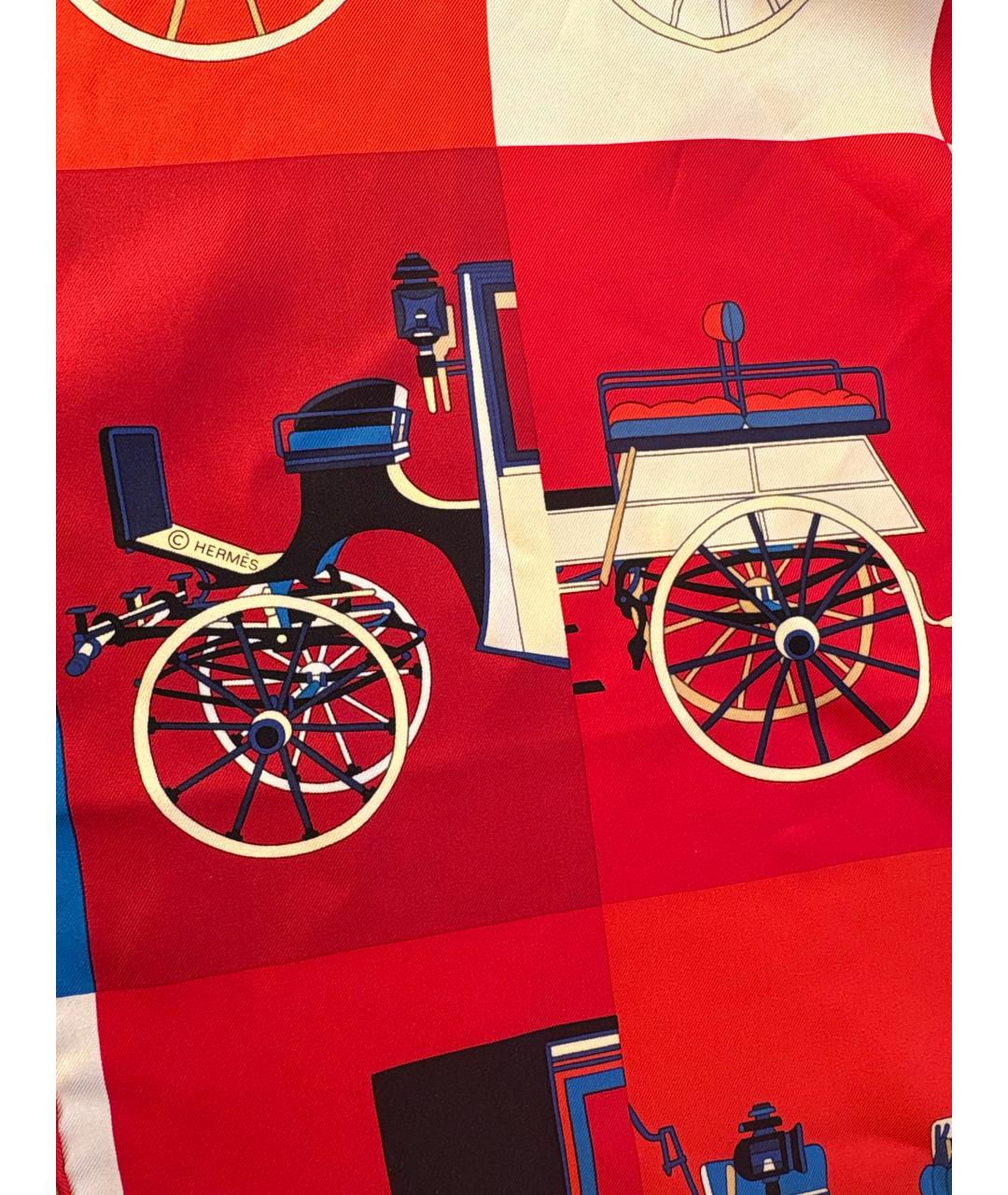 HERMES Красный шелковый платок, фото 4