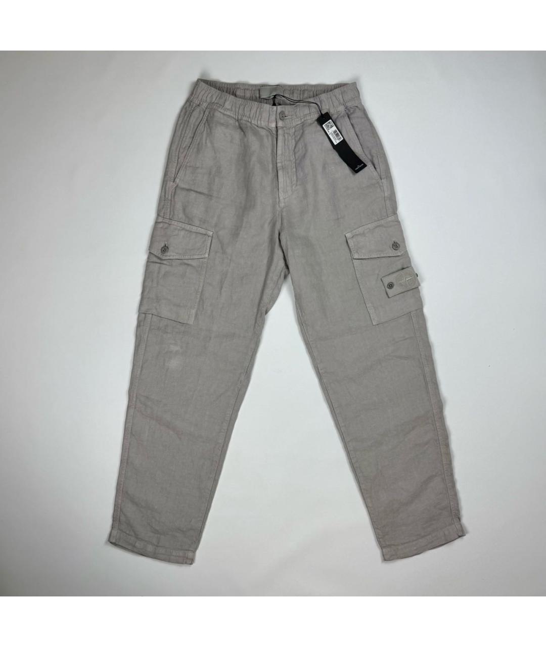 STONE ISLAND Серые хлопковые повседневные брюки, фото 6