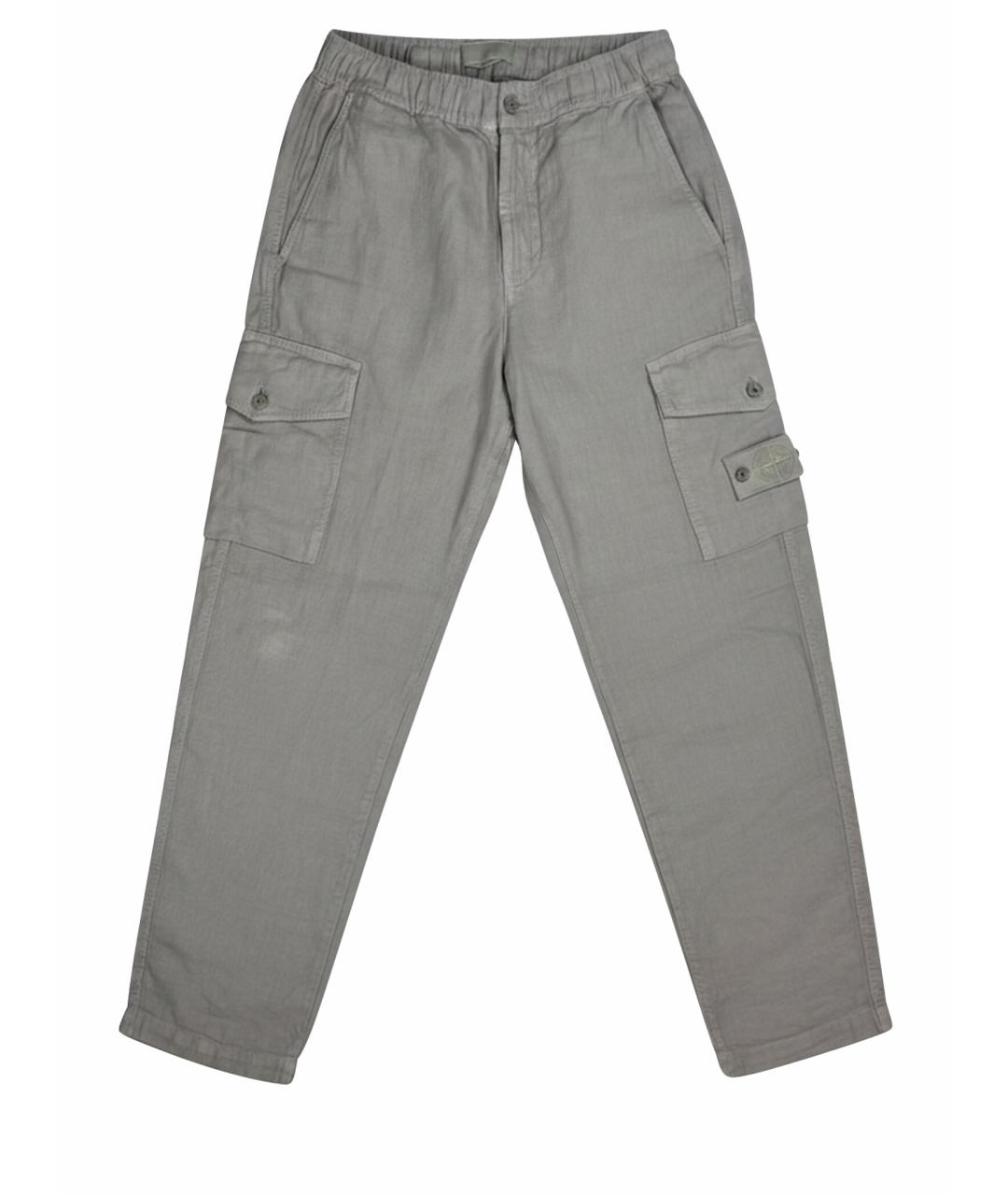STONE ISLAND Серые хлопковые повседневные брюки, фото 1