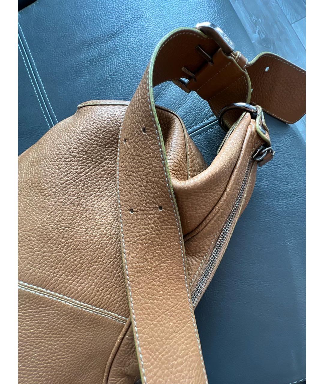 TOD'S Горчичная кожаная сумка с короткими ручками, фото 3