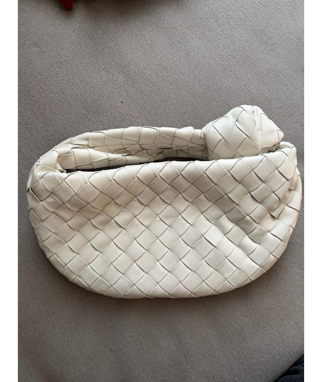 BOTTEGA VENETA Белая кожаная сумка с короткими ручками, фото 3