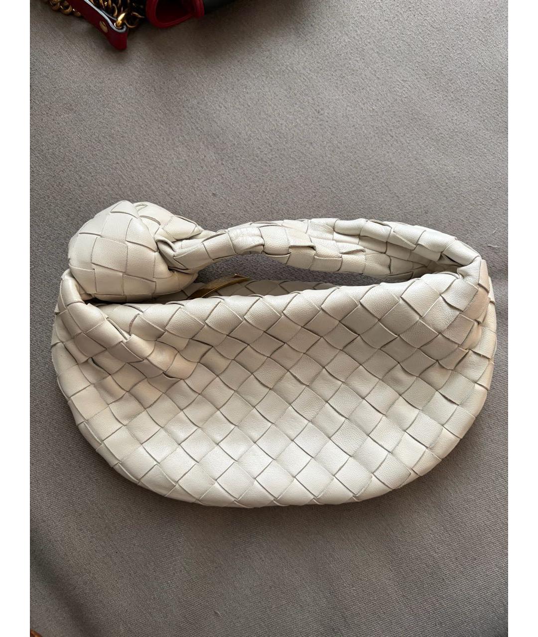 BOTTEGA VENETA Белая кожаная сумка с короткими ручками, фото 9