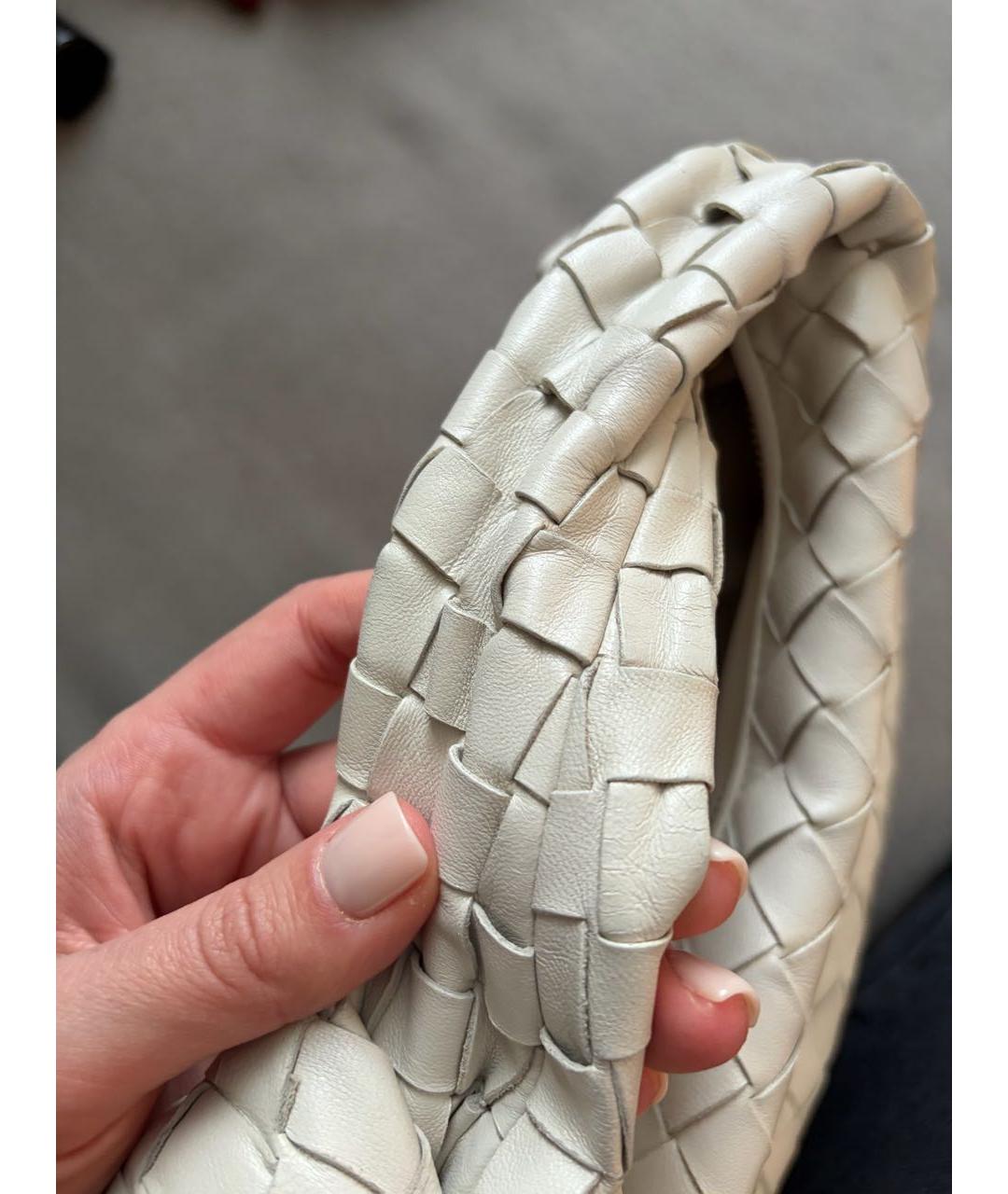 BOTTEGA VENETA Белая кожаная сумка с короткими ручками, фото 6