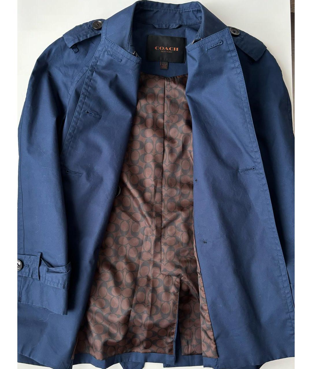 COACH Темно-синий полиэстеровый тренч/плащ, фото 4